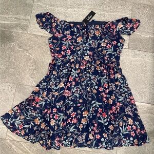 Lulu's Pink and White Smocked Off-Shoulder Mini Sundress